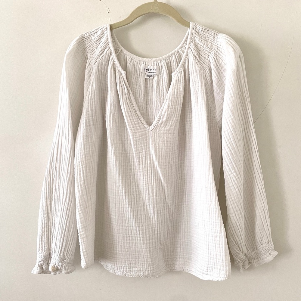 Cotton Gauze Long Sleeve Beach Shirt Size M